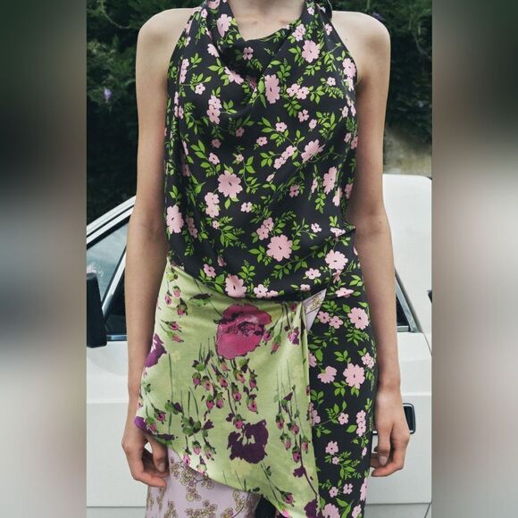 NWT 100% SILK PRINTED DRESS LIMITED EDITION zara - Picture 3 of 13